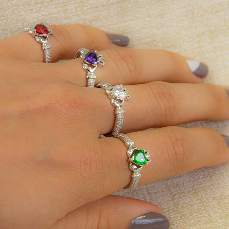 Shanore Claddagh April Diamond Birthstone Ring